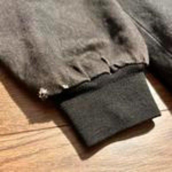 Jeff Hamilton Faded Black New York Giants Bomber Varsity Jacket Size L - Picture 4 of 7